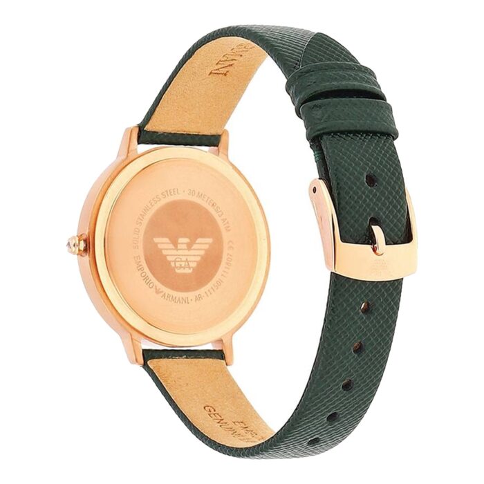 Emporio Armani Mother of Pearl Dial Green Leather Strap Watch For Women - AR11150 - Image 2